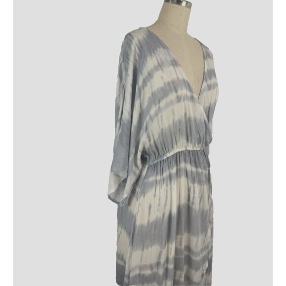 Surf Gypsy Faux Wrap Dress Womens Medium Blue Tie Dye Maxi Swim Cover up Beach - Picture 3 of 11